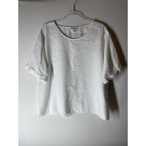 J. Jill Love Linen White Boxy Oversized T-shirt Top Size Medium